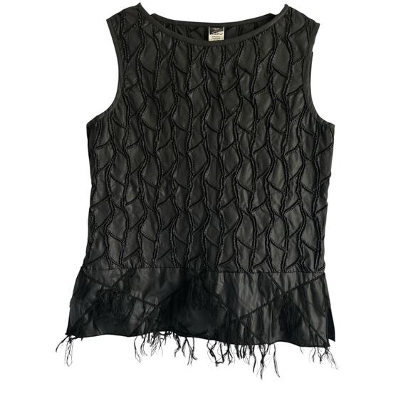 Cirque Du Soleil Large Cotton‎ Blend Artsy Goth Black Shell Top With Fringe Hem - Picture 1 of 7